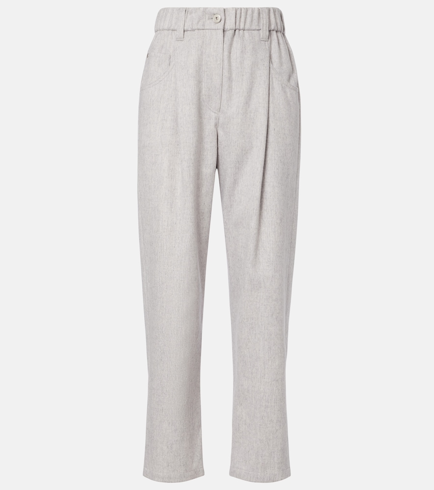 Brunello Cucinelli Women's Grey Monili Wool Tapered Pants UK Size 22 - Mytheresa