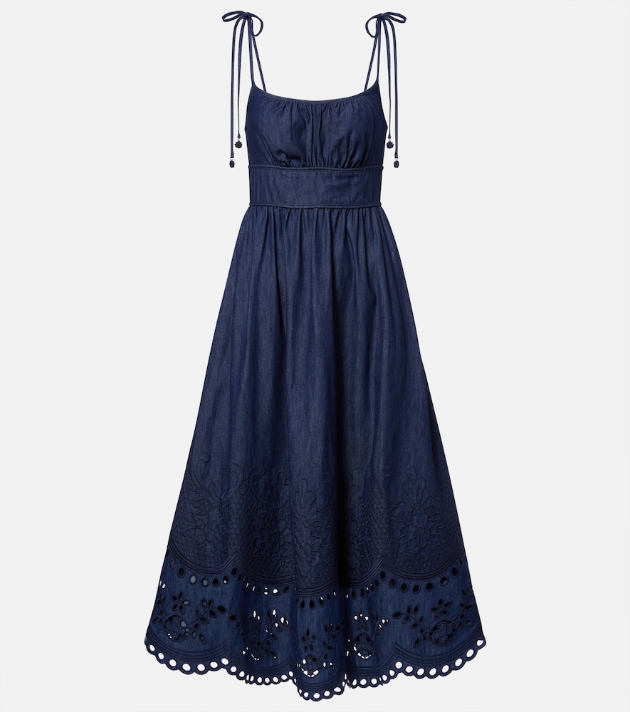Abito midi di jeans Mahon con sangallo