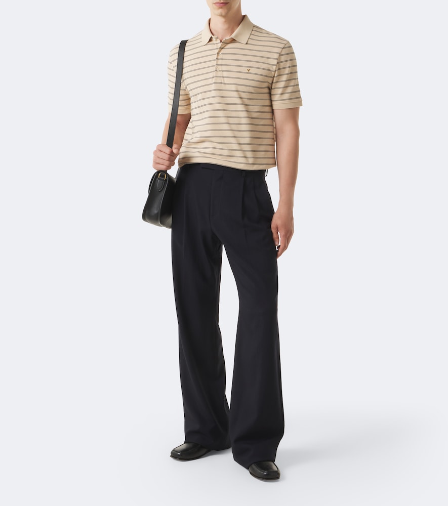 Vgold Striped Cotton Polo Shirt