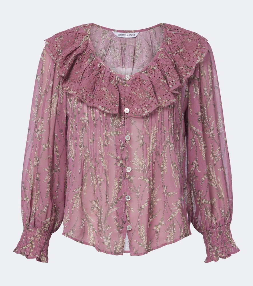 Veronica Beard Women's Purple Hewitts Ruffled Floral Georgette Blouse UK Size 18 - Mytheresa