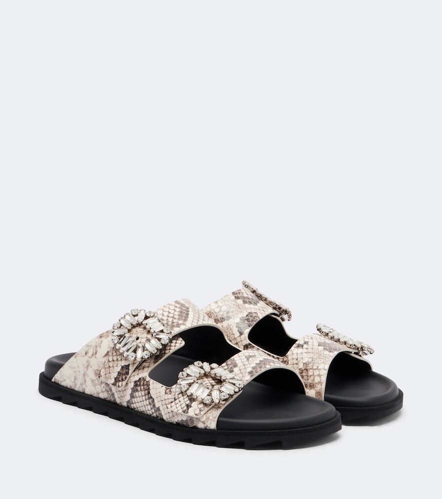 Sandali Slidy Viv' in pelle con stampa