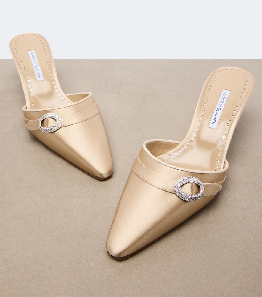 Embellished Satin Mules