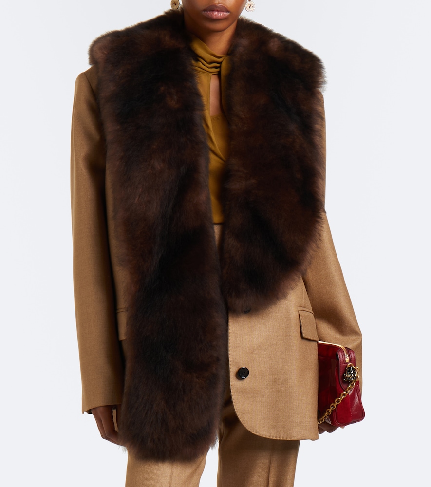 Garavani Shearling-Trimmed Silk And Jacket