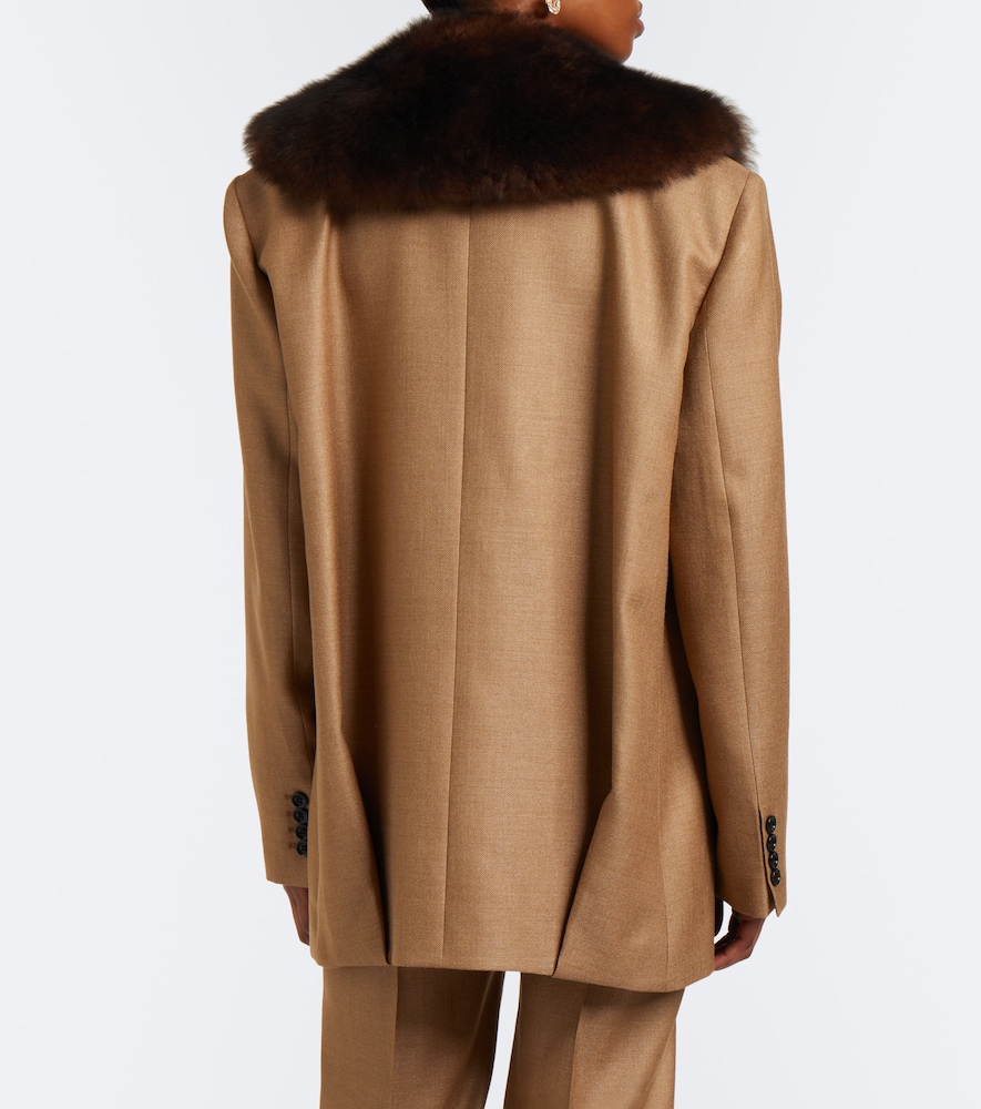 Garavani Shearling-Trimmed Silk And Jacket
