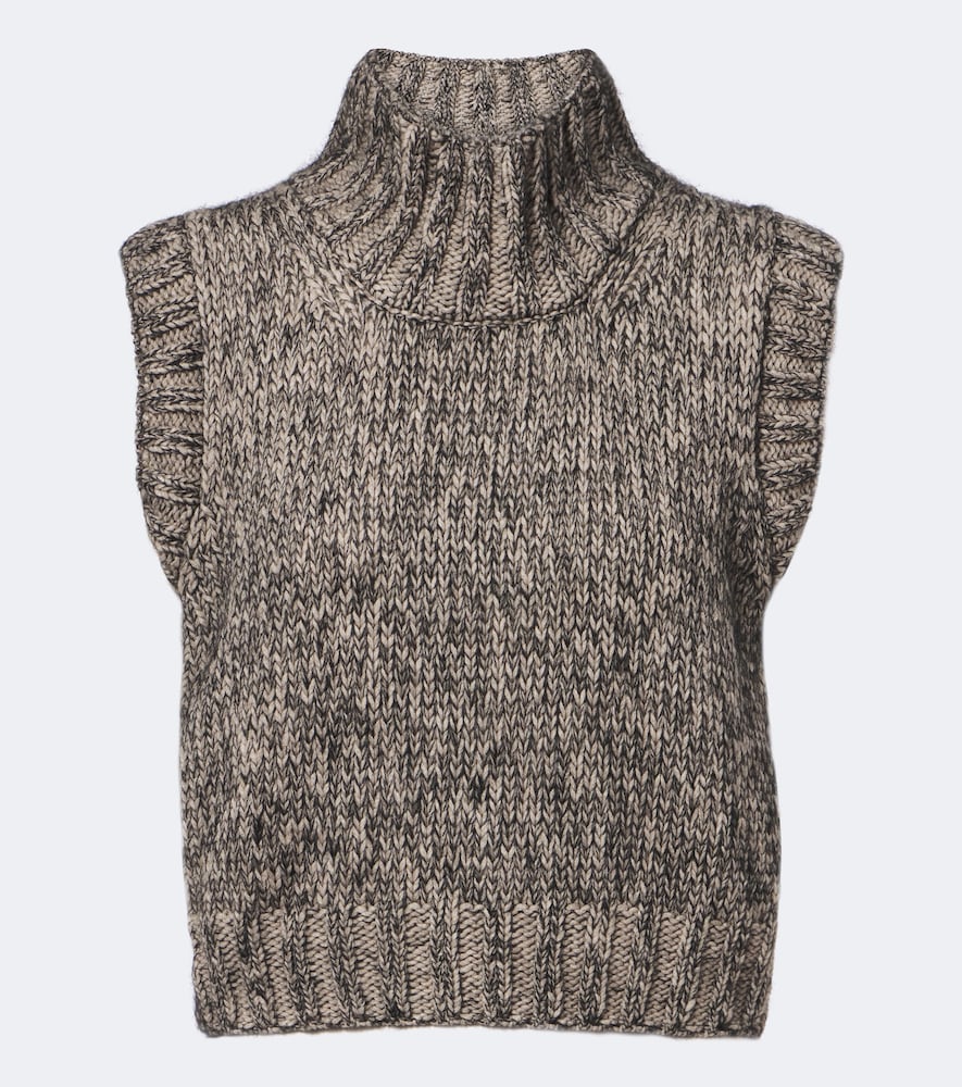 Gilet in cashmere, mohair e seta a collo alto