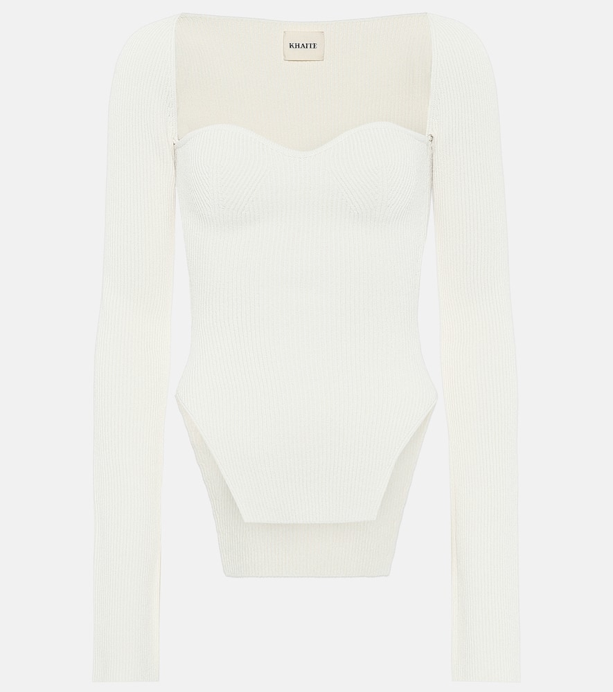 Khaite Maddy Ribbed-knit Sweater In White