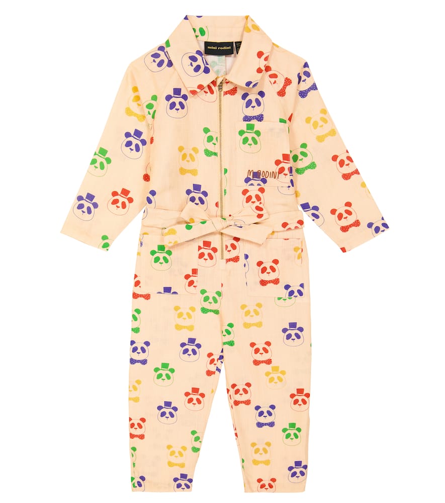 Mini Rodini Printed linen and cotton jumpsuit