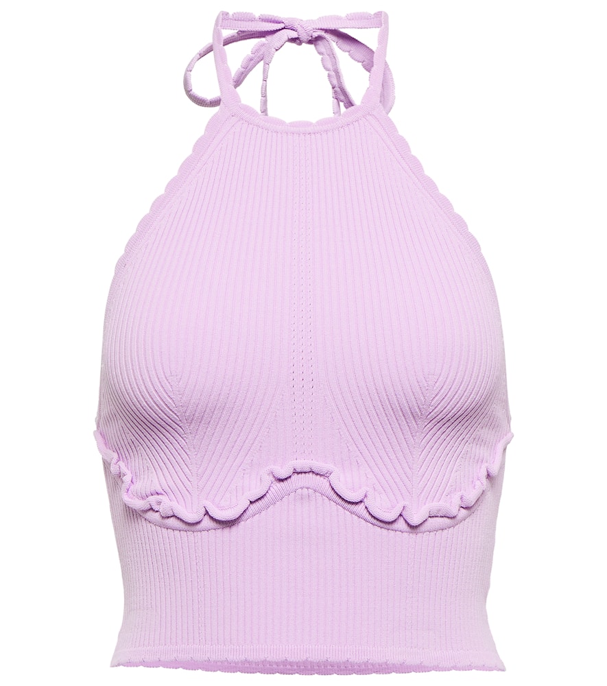 Self-Portrait Ruffle-trimmed halterneck top