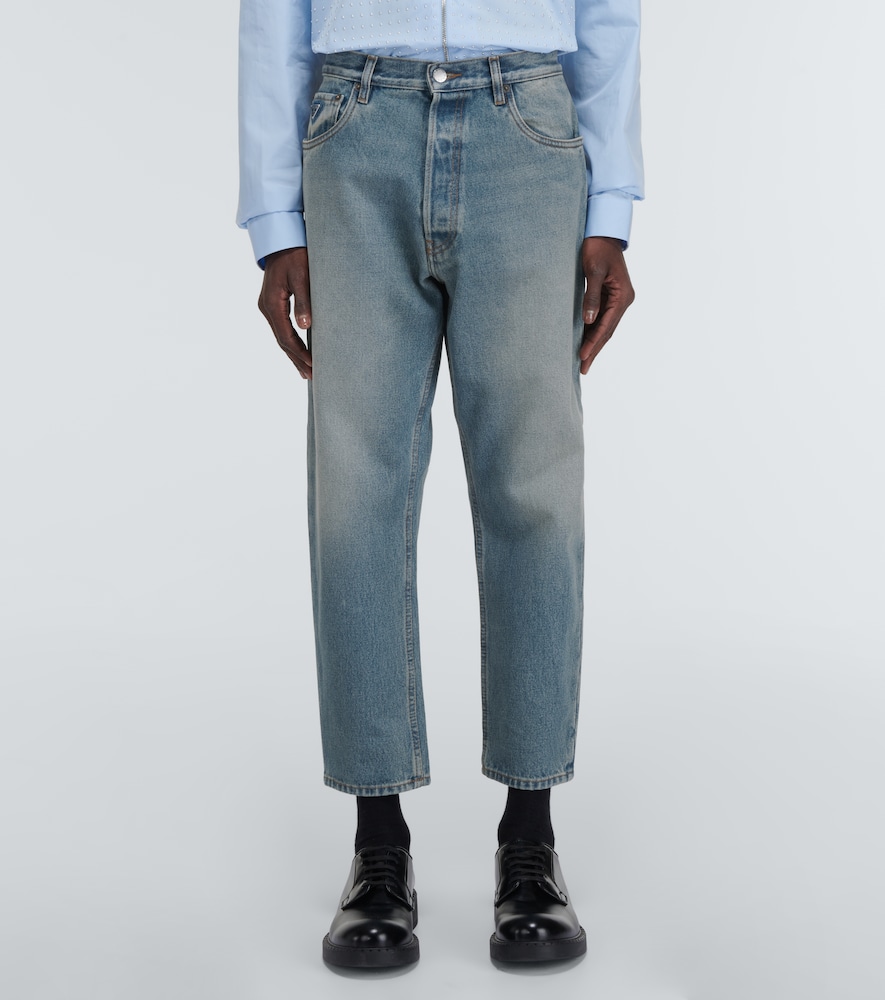  Prada Prada Distressed Mid-rise Tapered Jeans 