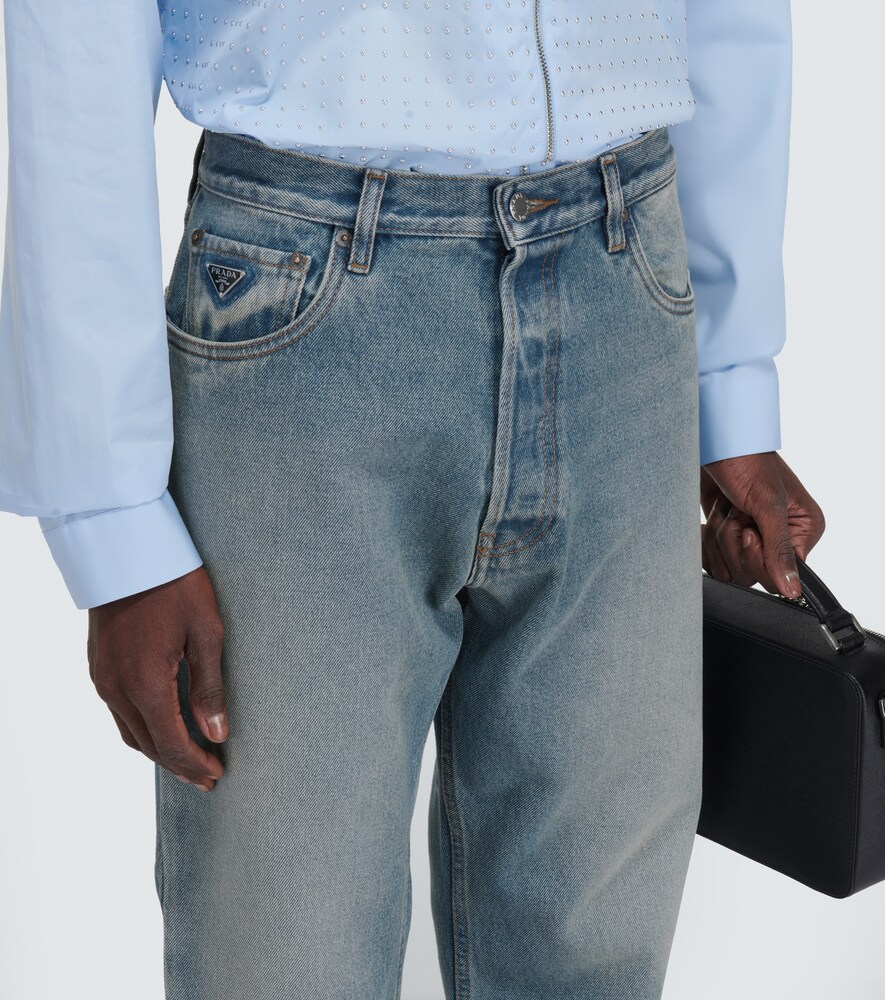  Prada Prada Distressed Mid-rise Tapered Jeans 