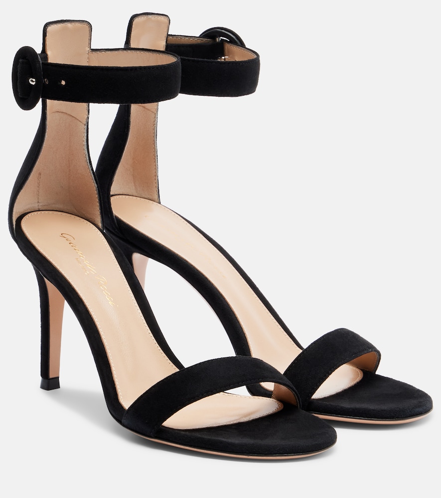 Gianvito Rossi Women's Black Portofino 85 Suede Sandals UK Size 2.5 - Mytheresa