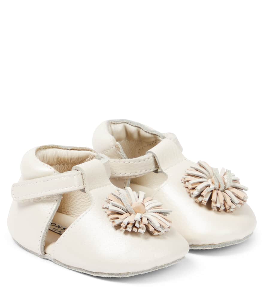 Donsje Baby Poms appliquéd leather shoes