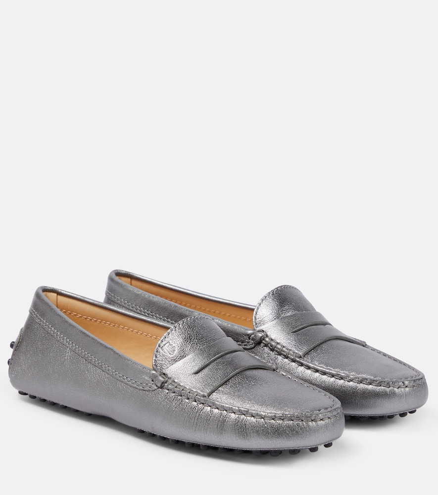 Tod's Women's Gold Metallic Leather Moccasins UK Size 2.5 - Mytheresa