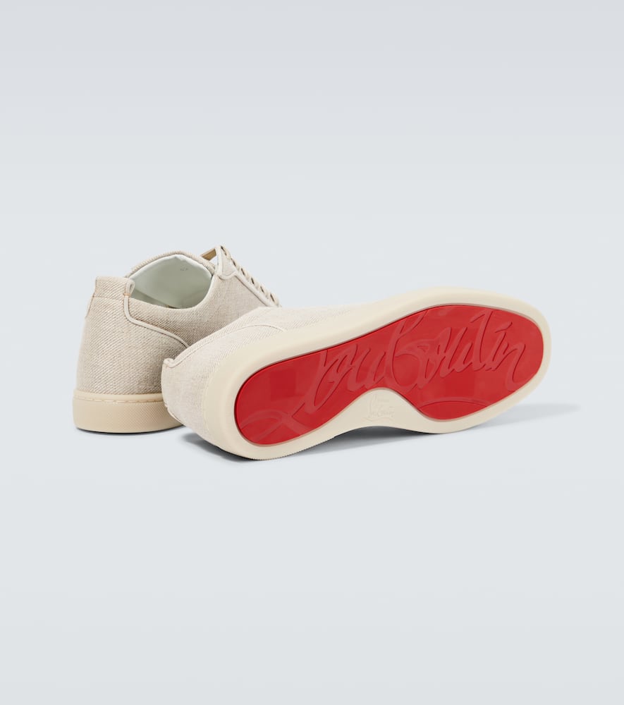 Shop Christian Louboutin Rantulow Orlato Canvas Sneakers In Beige