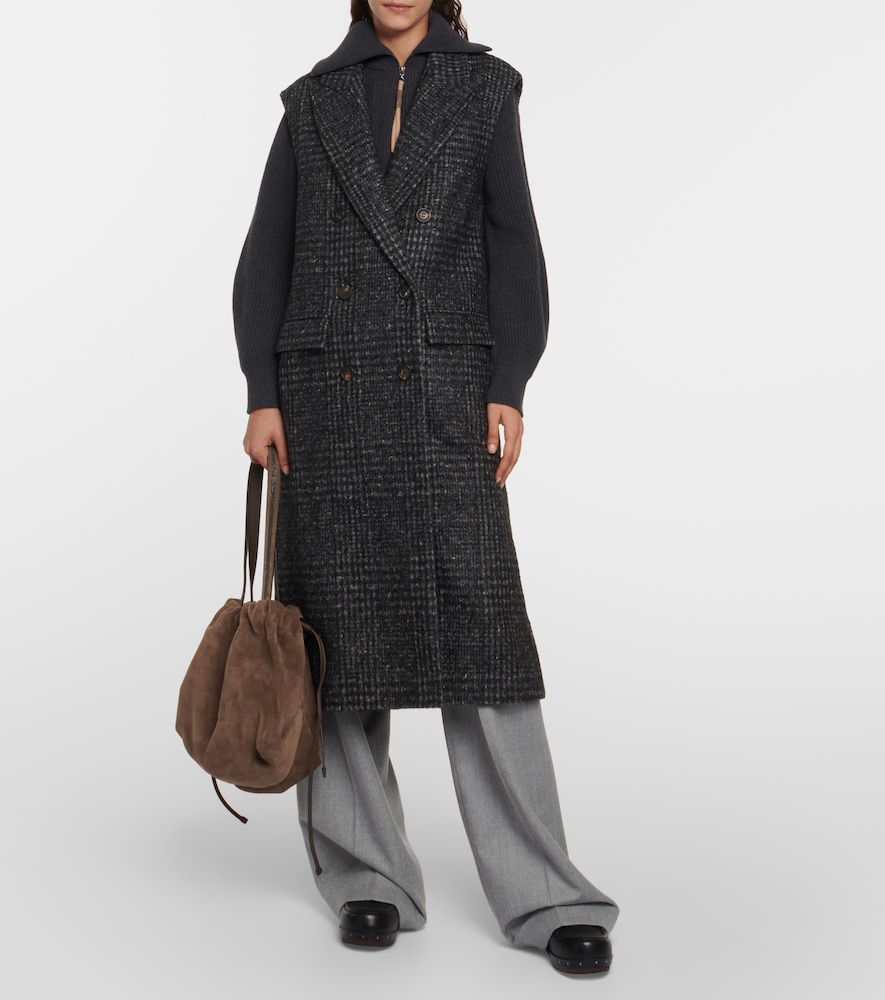  Brunello Cucinelli Brunello Cucinelli Checked Wool-blend Coat 