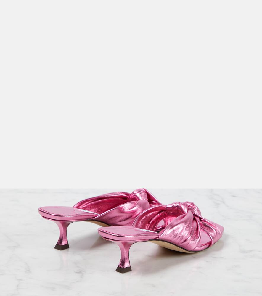 Jimmy Choo Avenue 50 Metallic Leather Mules In Candy Pink