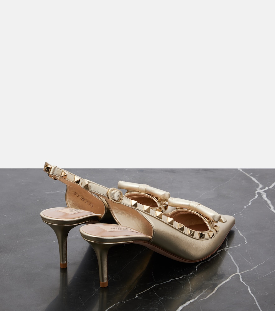  Valentino Garavani Valentino Garavani Slingback-pumps Rockstud 70 Aus Metallic-leder 