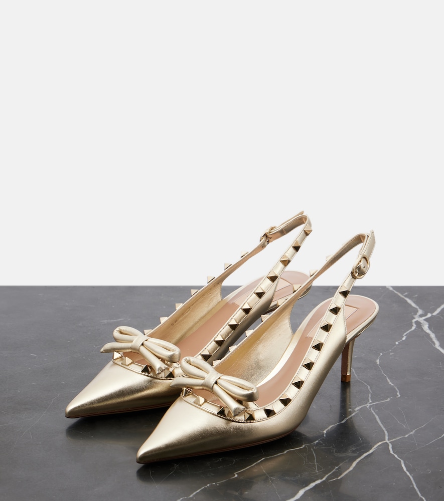  Valentino Garavani Valentino Garavani Slingback-pumps Rockstud 70 Aus Metallic-leder 