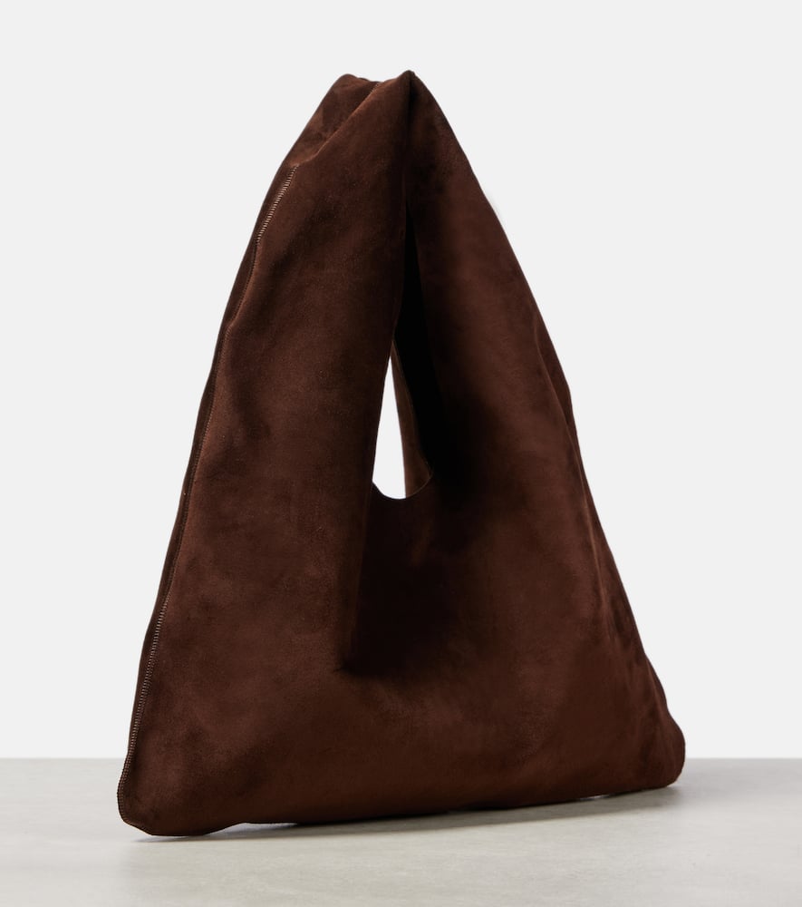 The Row Womens Bindle Small Suede Top Handle Bag Brown Melange In Brown
