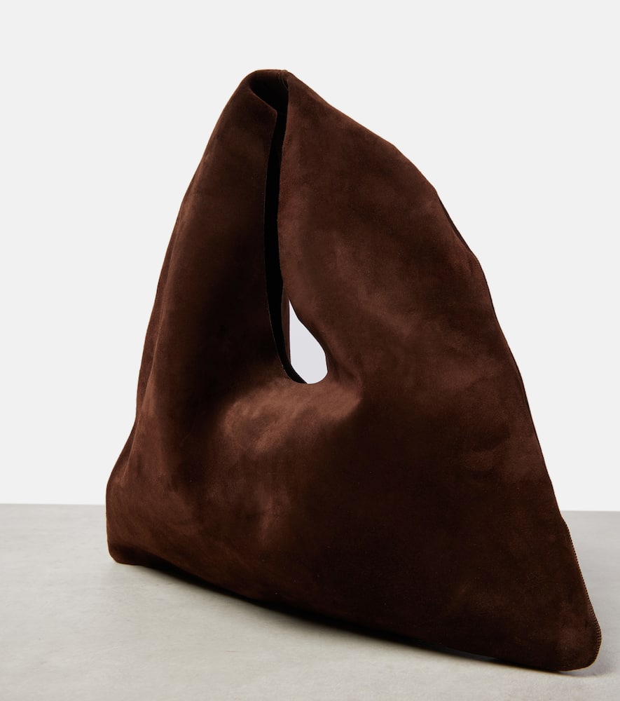 The Row Womens Bindle Small Suede Top Handle Bag Brown Melange In Brown
