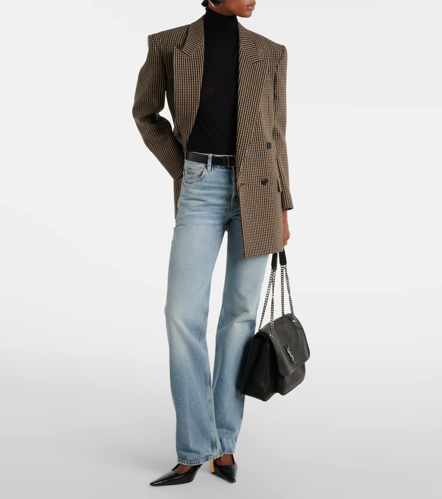 Saint Laurent Black Wool Blend Turtleneck Sweater In Black