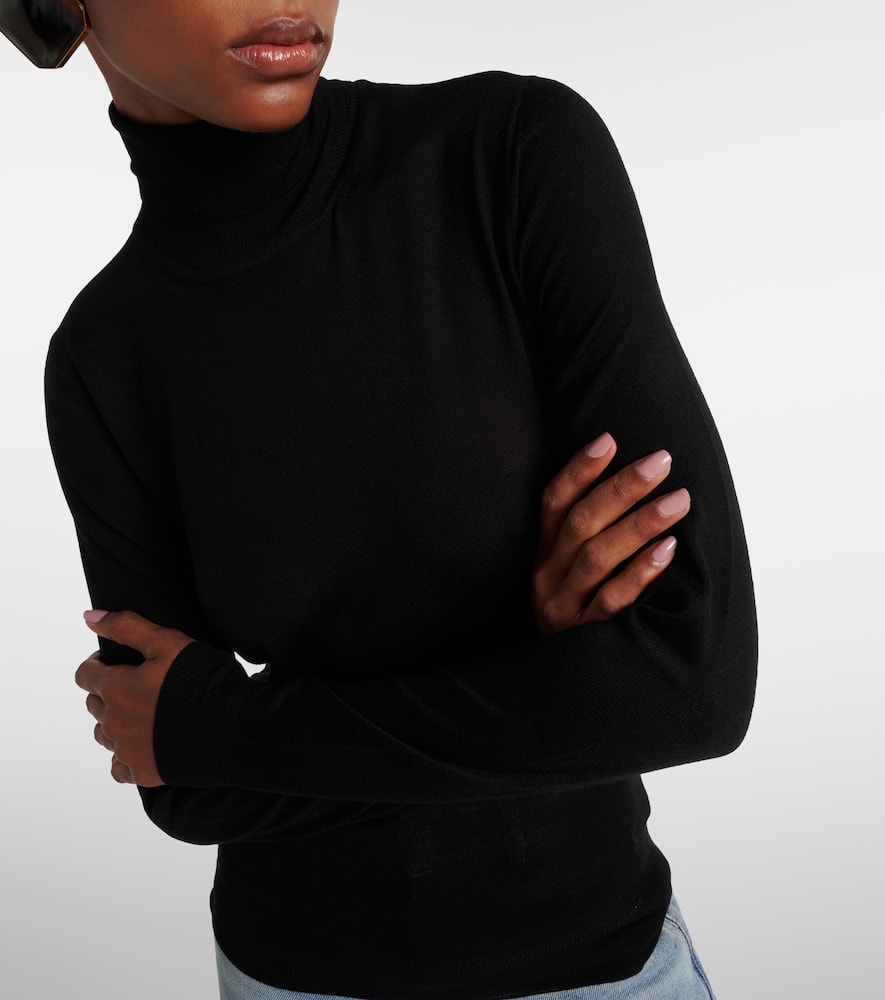 Saint Laurent Black Wool Blend Turtleneck Sweater In Black