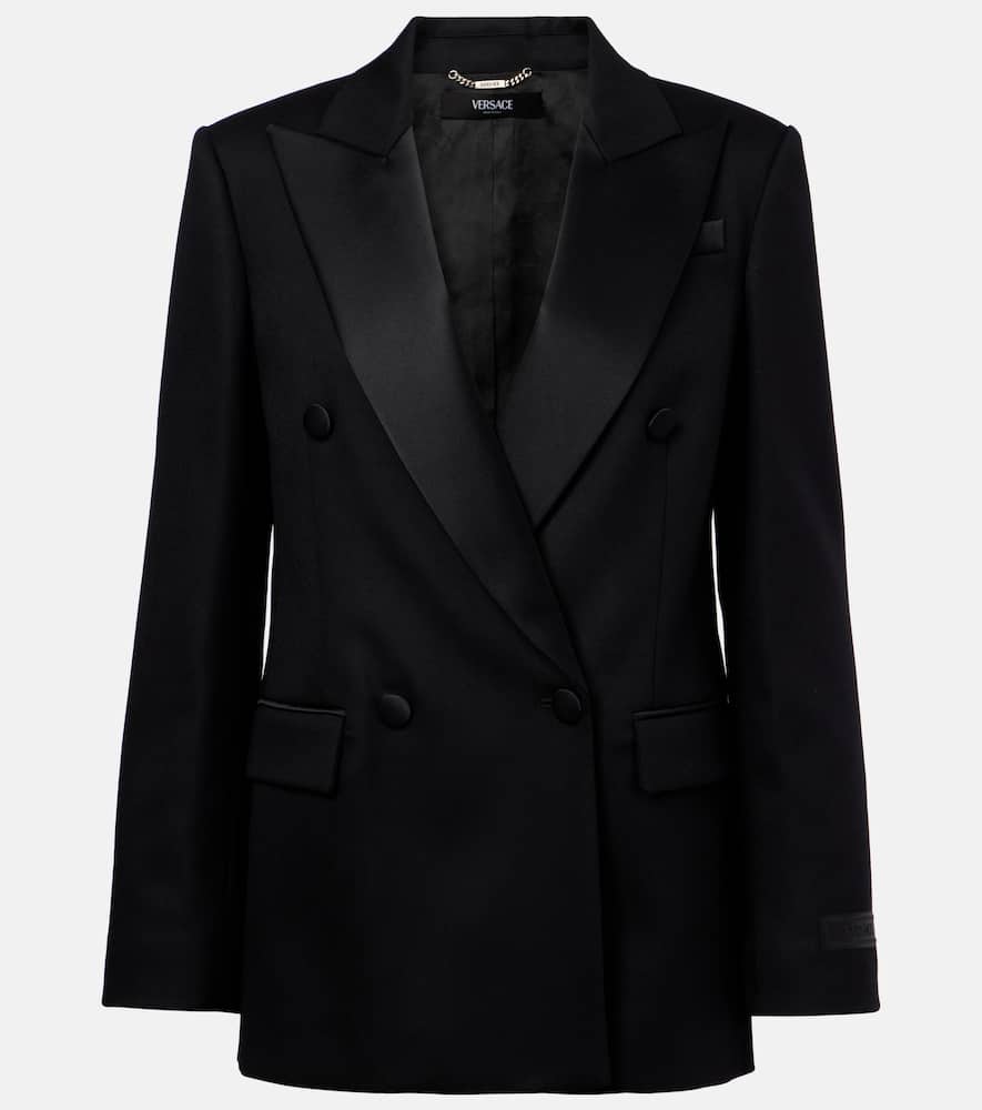 Satin-trimmed wool blazer
