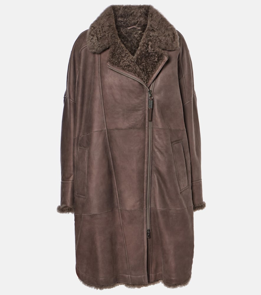 Shearling-lined leather coat