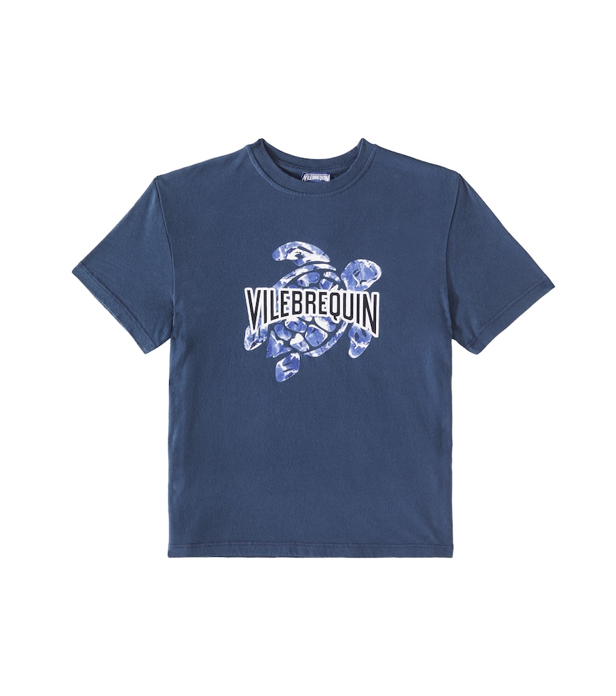 Vilebrequin Logo Printed Cotton Jersey T-shirt In Bleu Marine