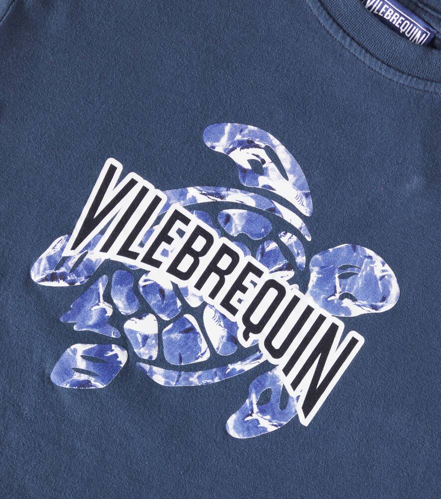 Vilebrequin Logo Printed Cotton Jersey T-shirt In Bleu Marine