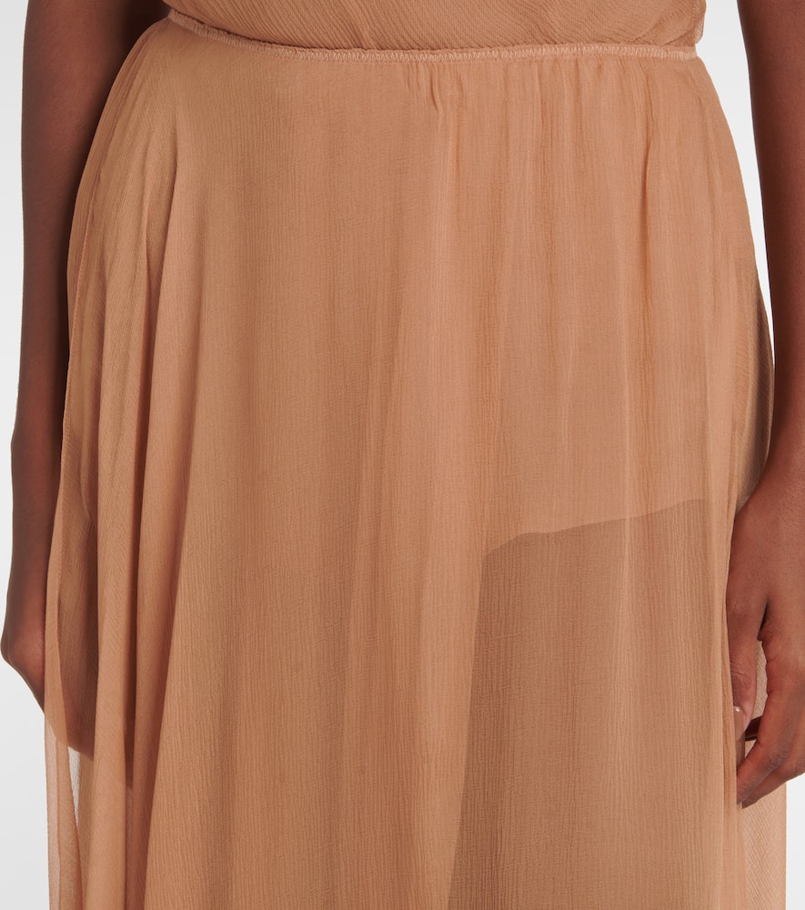 Chloé Silk Muslin Midi Skirt In Pink
