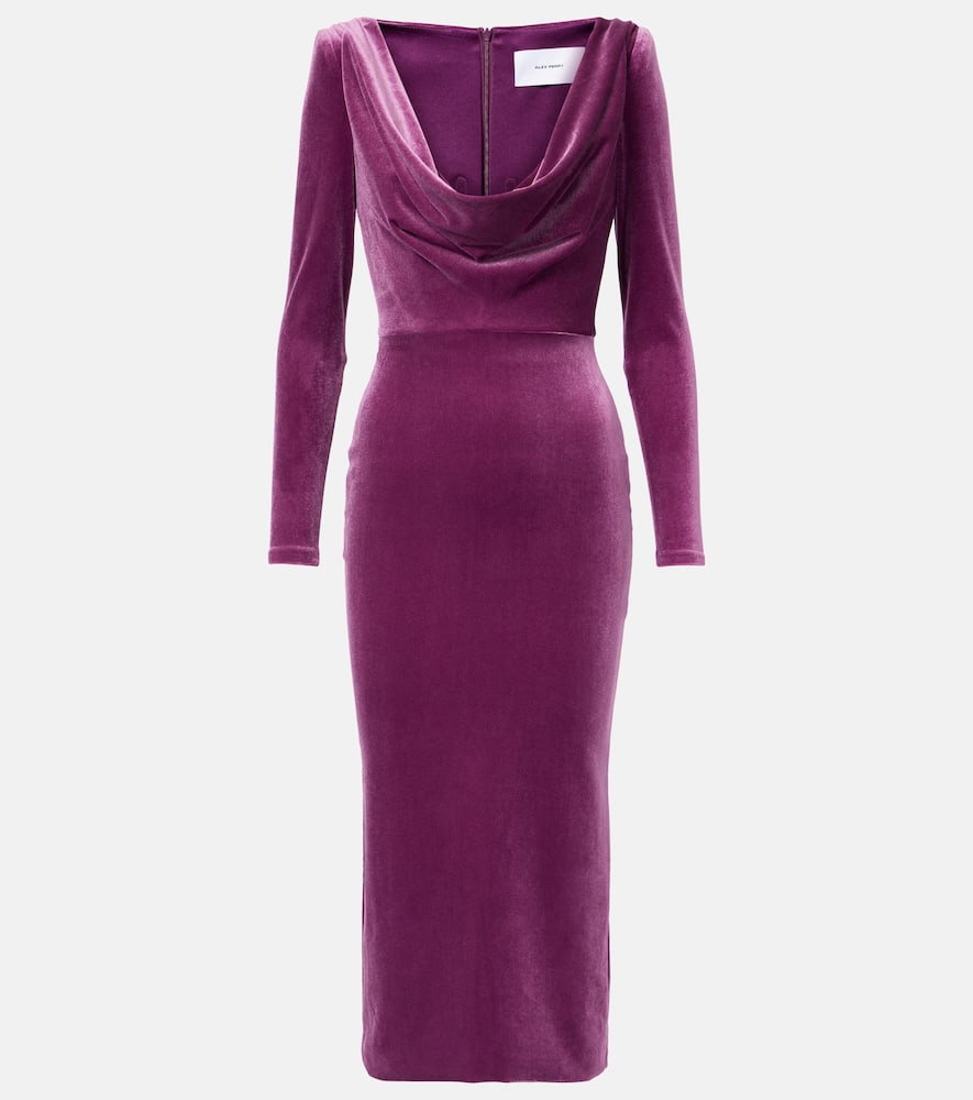 Draped velvet midi dress