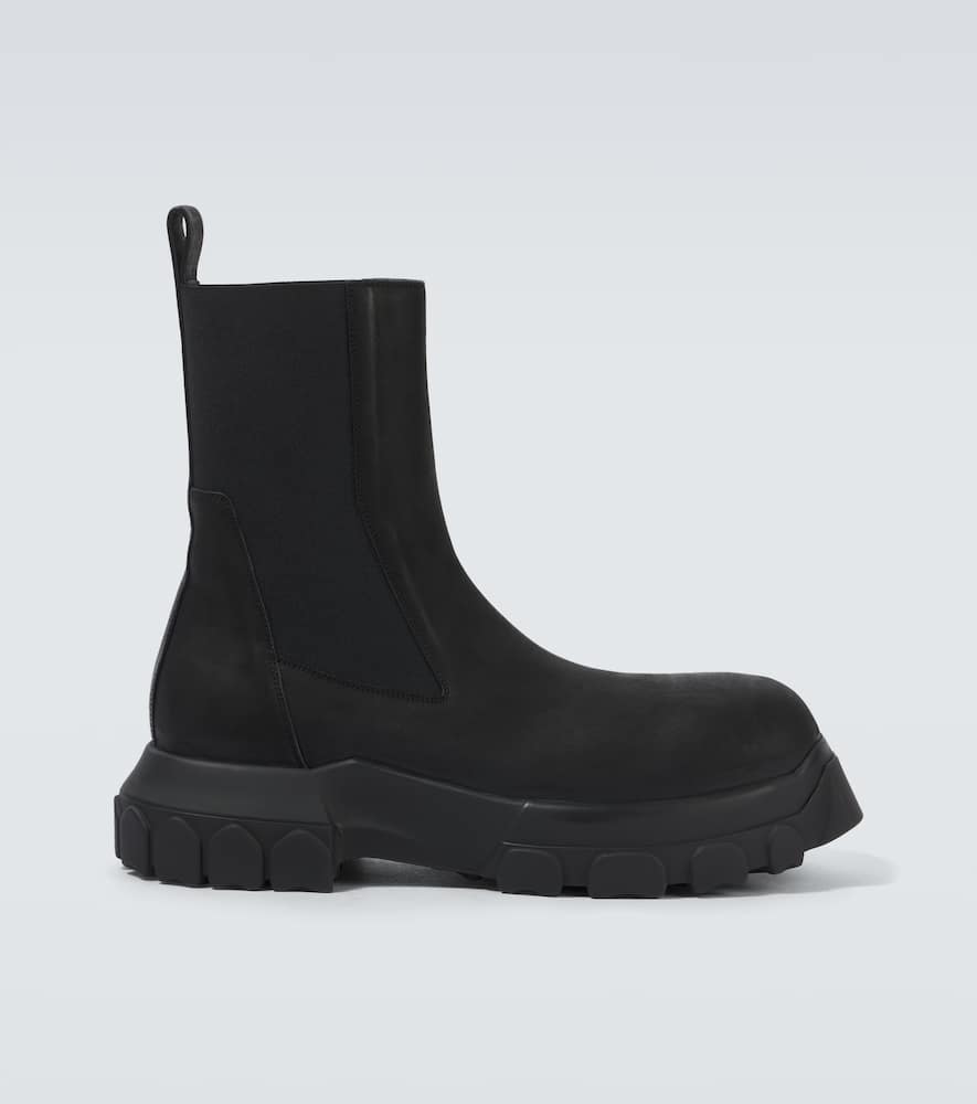 Rick Owens Beatle Tractor Suede Chelsea Boots In Black