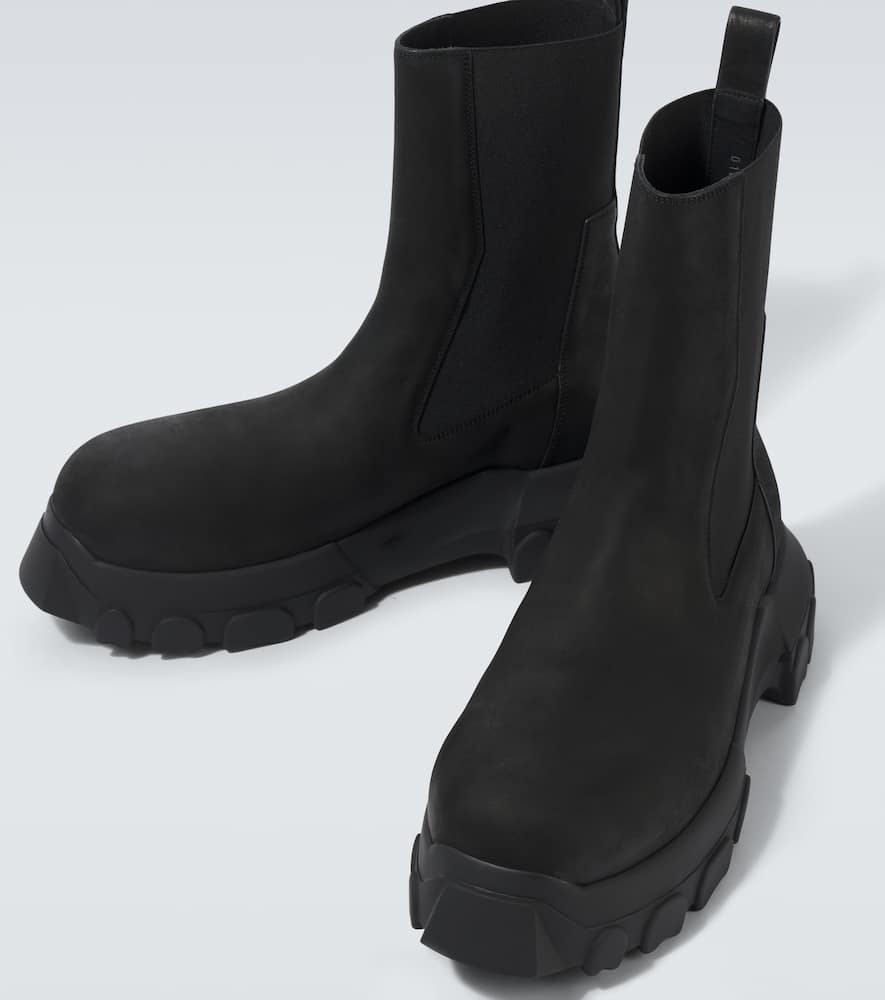 Rick Owens Beatle Tractor Suede Chelsea Boots In Black
