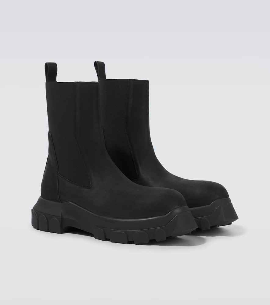 Rick Owens Beatle Tractor Suede Chelsea Boots In Black