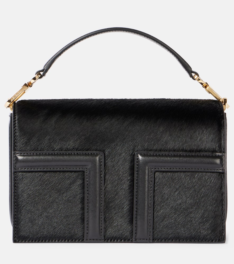 Totême T-flap Mini Calf Hair Tote Bag In Black