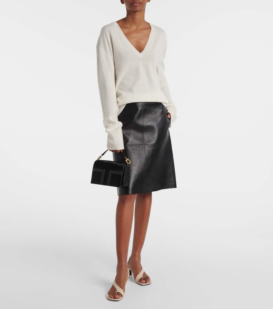 Totême T-flap Mini Calf Hair Tote Bag In Black