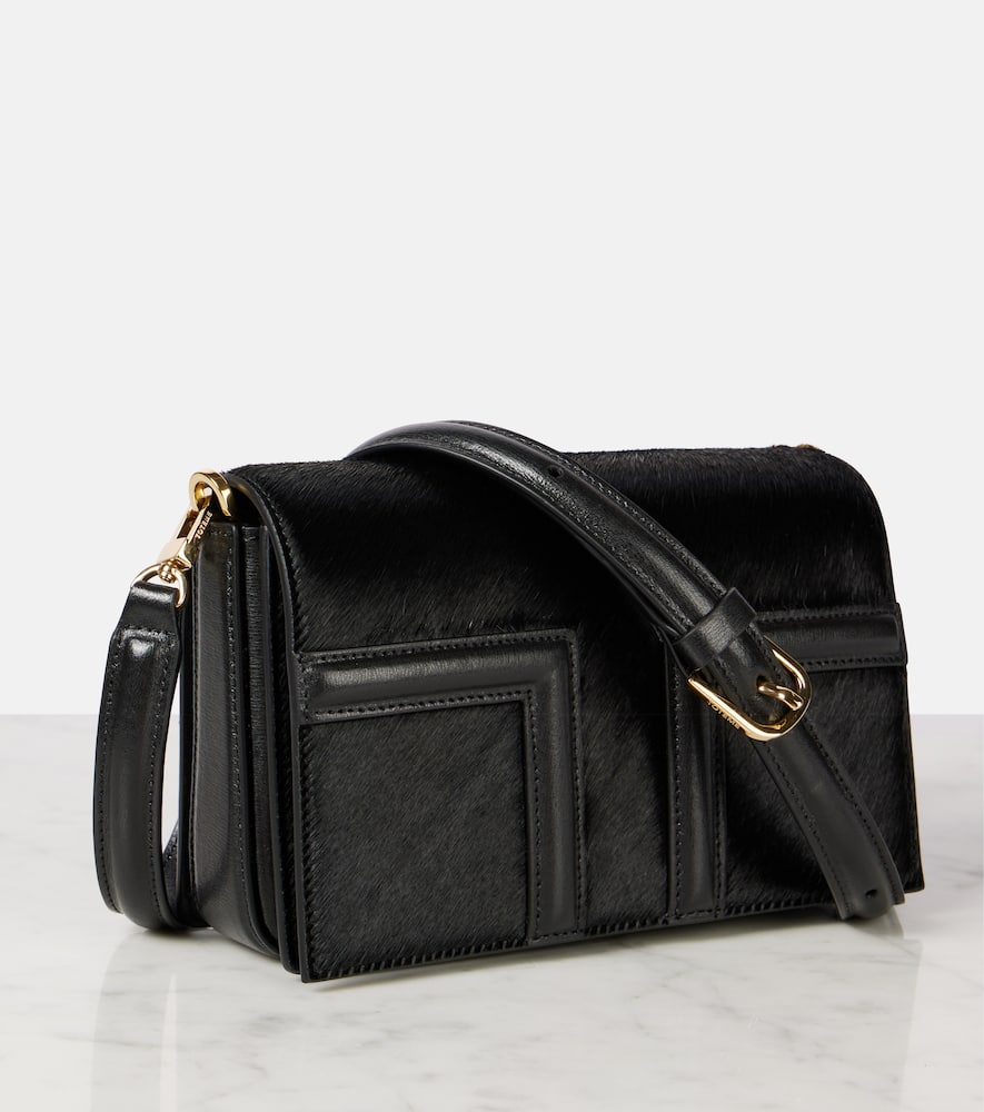 Totême T-flap Mini Calf Hair Tote Bag In Black