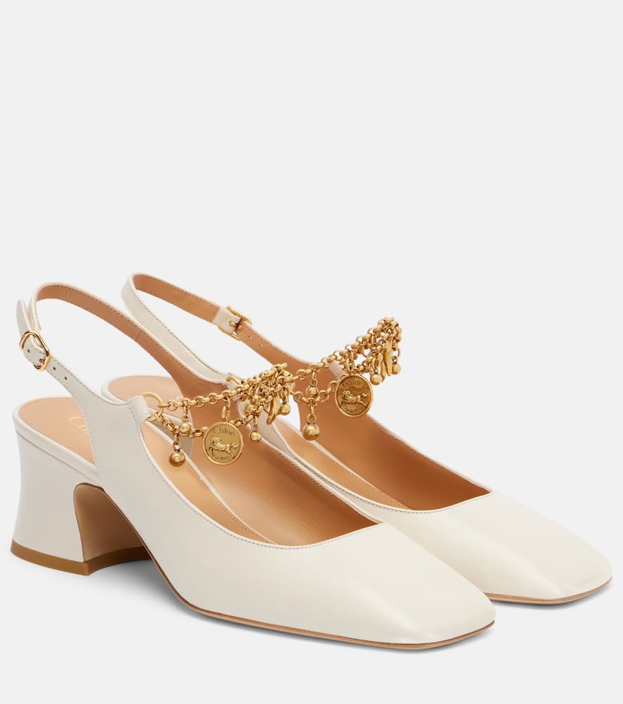 Chloé Charms 55 Leather Slingback Pumps In White