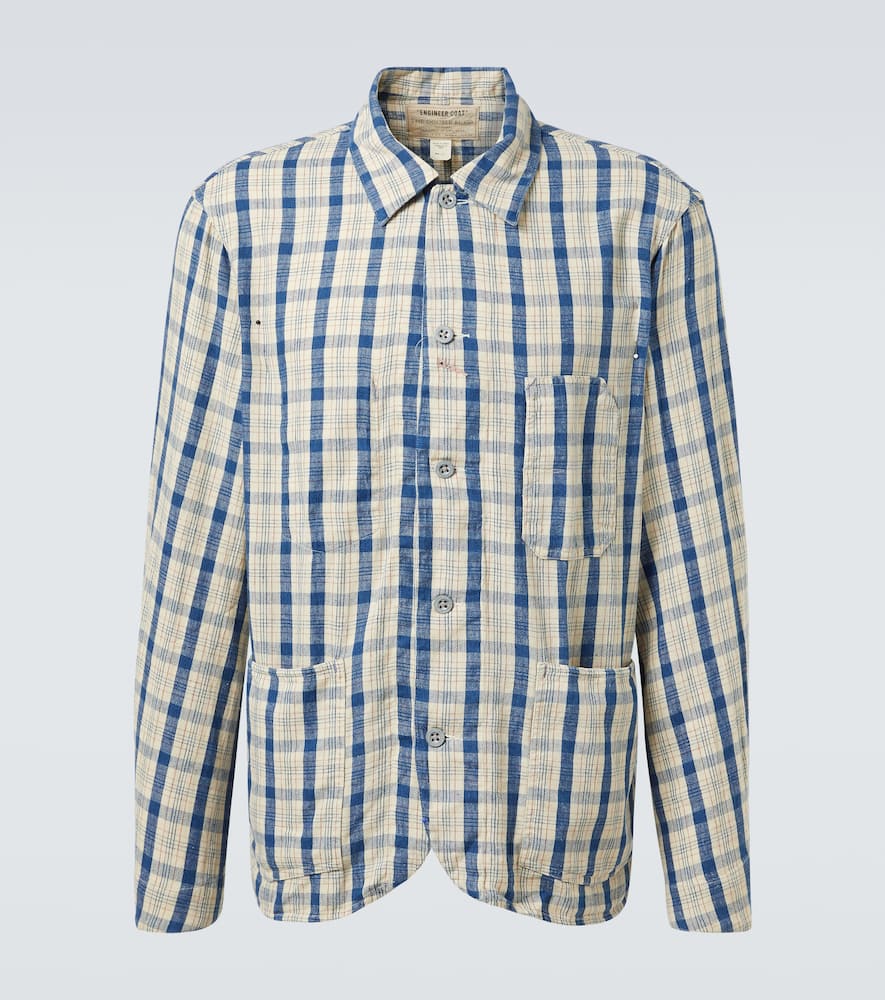 Checked cotton and linen shirt