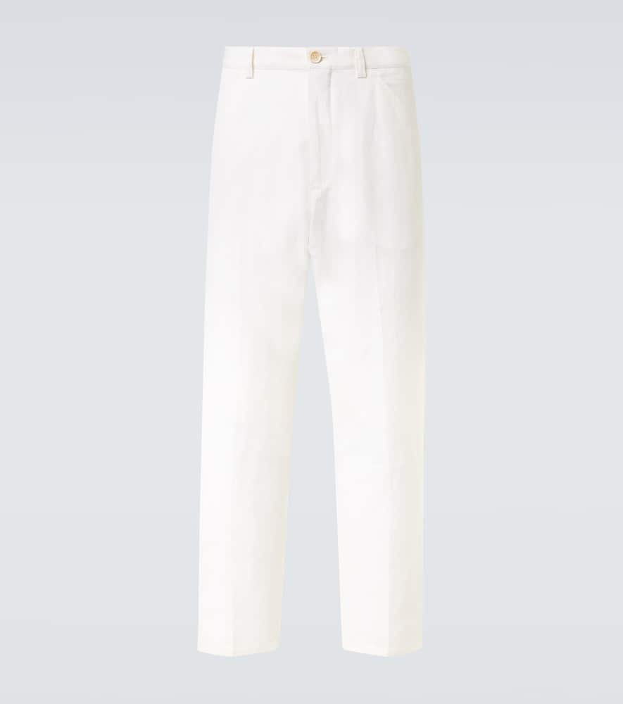 Brunello Cucinelli Cotton And Linen Chinos In Beige