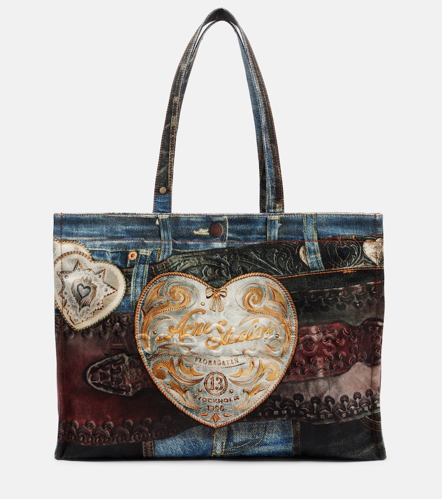 Acne Studios Embossed Canvas Tote Bag In Multi