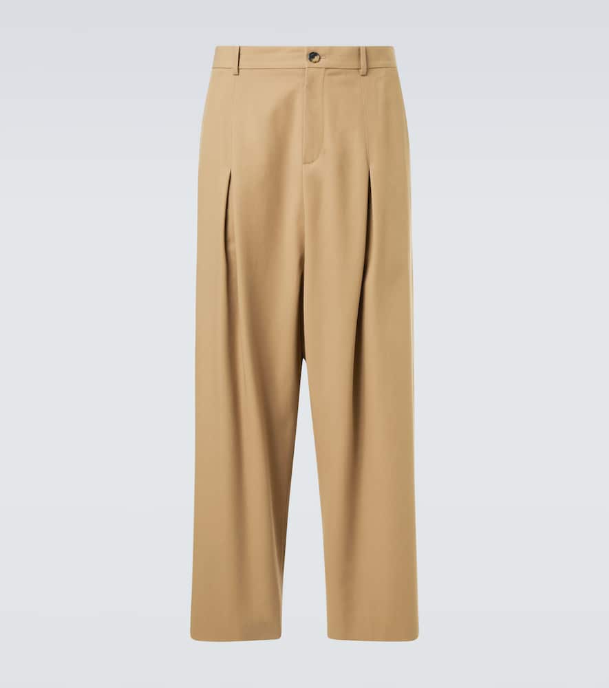 Cotton twill wide-leg pants