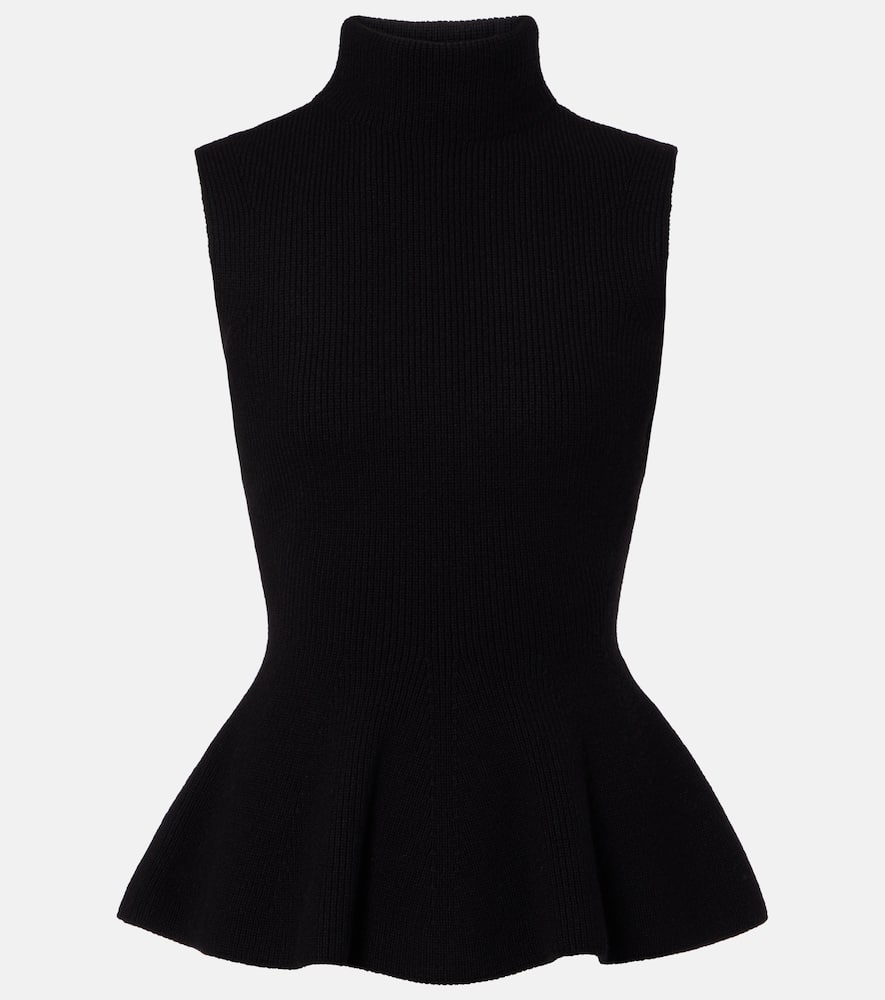 Róhe Ribbed-knit peplum wool and cashmere top