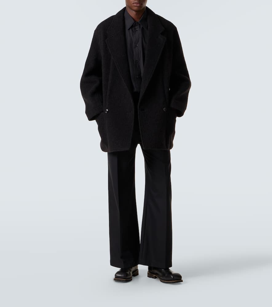 Lemaire Wool And Alpaca Felt Coat In Black