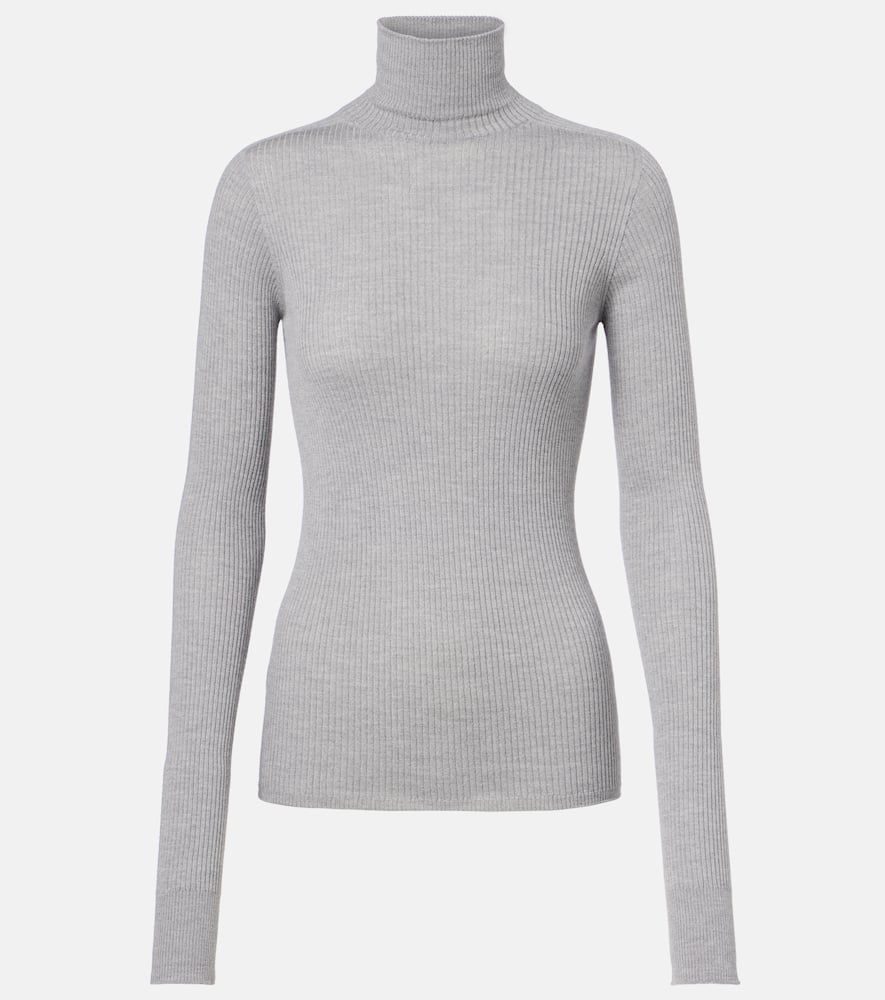 Sportmax Niagra Virgin Wool Turtleneck Sweater In Gray