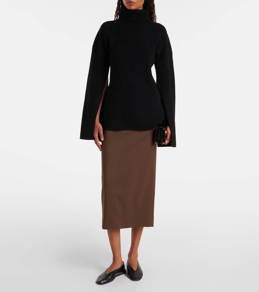 The Frankie Shop Alrose High-rise Midi Skirt In Black