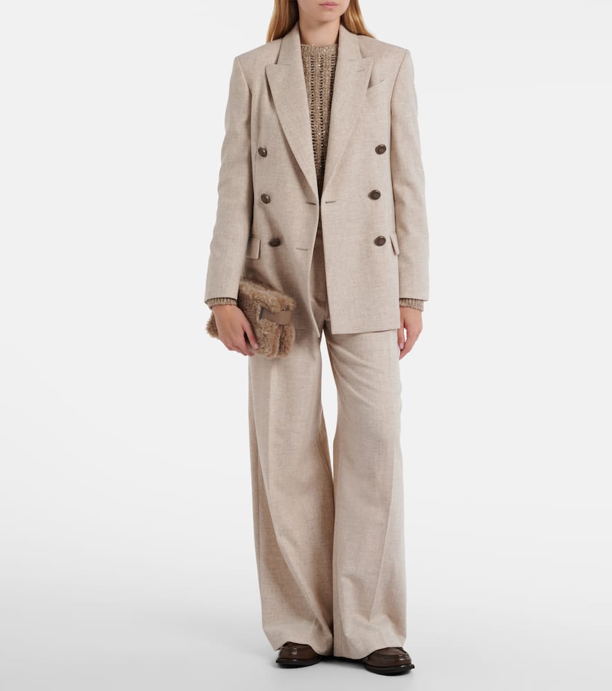 Brunello Cucinelli Small Shearling Clutch In Sand