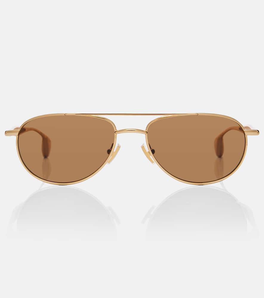 Bottega Veneta Fin Aviator Sunglasses In Brown