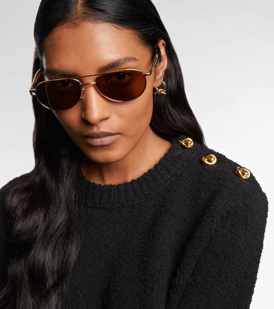 Bottega Veneta Fin Aviator Sunglasses In Brown